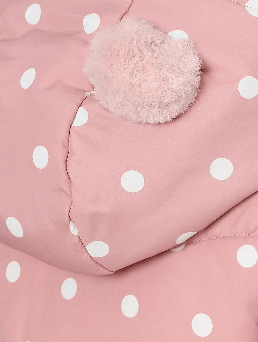 George UK Pink Polka Dot Print Longline Shower Resistant Coat and Mittens