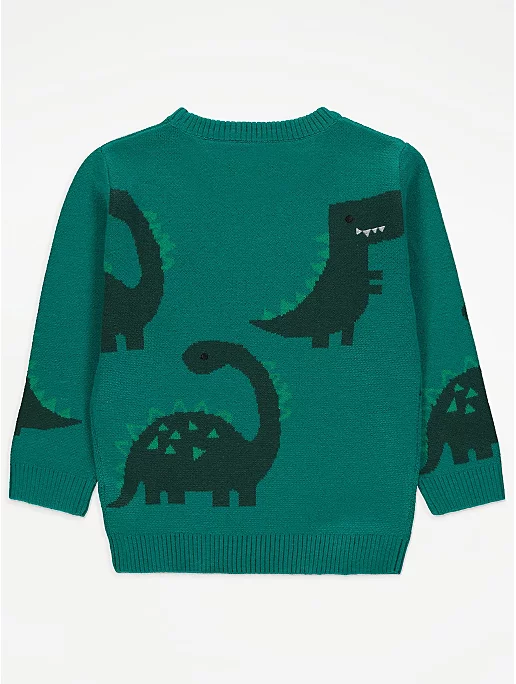 George UK Teal Dinosaur Knitted Jumper