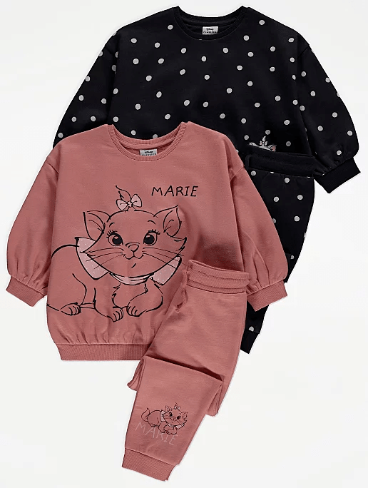 George UK Disney Marie Thick Sweatshirt and Joggers Outfit 2 Pack