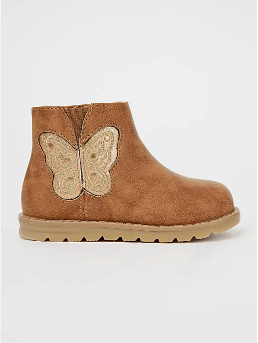 George UK First Walkers Brown Butterfly Studded Boots