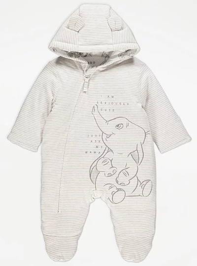 George UK Disney Dumbo Print Striped Pramsuit