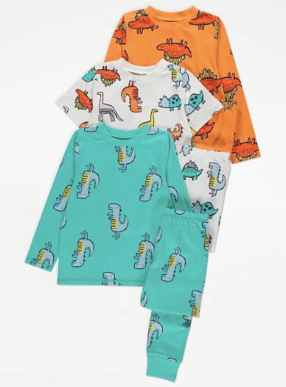 George UK Dinosaur Print Pyjamas 3 Pack