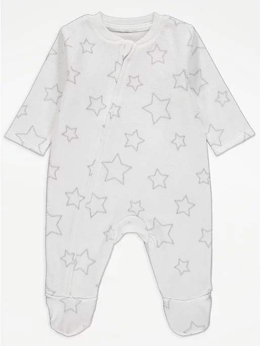 White Star Print Fleece All in One